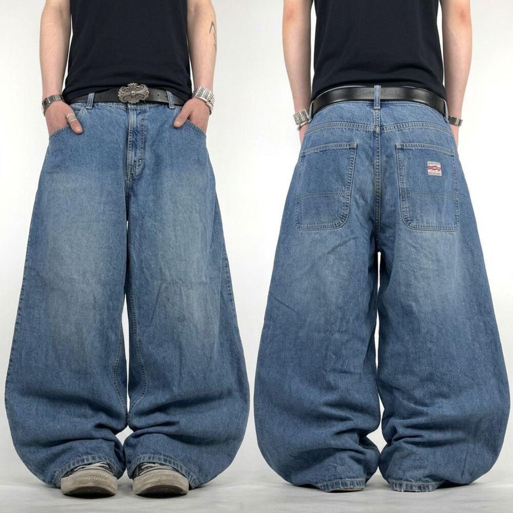 Vintage y2k faded stonewash grunge embroidered archive baggy jeans